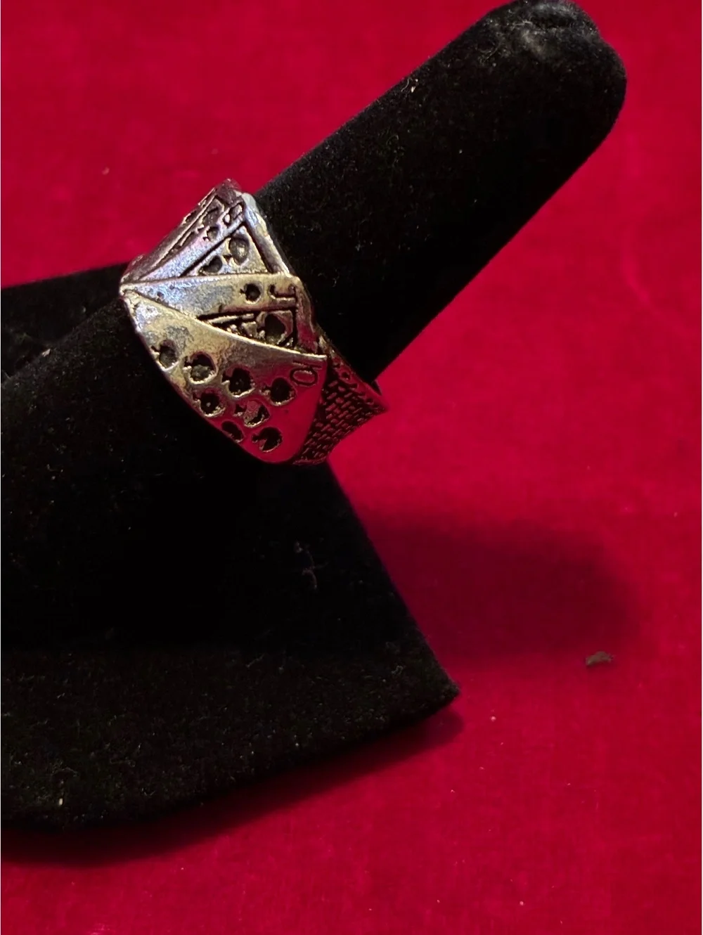 Vintage Silver-Tone Playing Cards Ring – Poker Royal Flush, Size Adjustable
